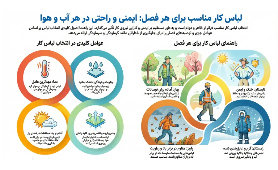 اینفوگرافیک لباس مناسب برای هر شرایط آب و هوایی