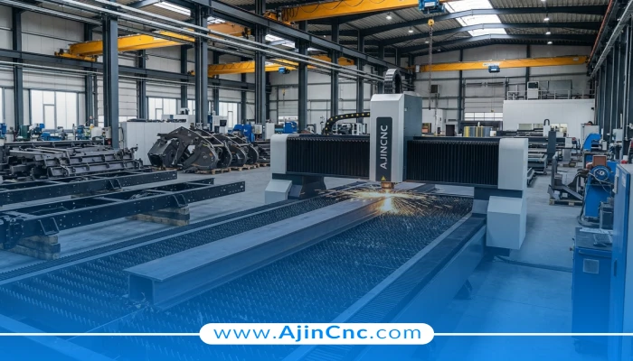 نمونههای صنعتی کاربرد برش لیزر ۶ متری شامل نماهای ساختمان، شاسی خودرو و قطعات ماشینآلات کشاورزی