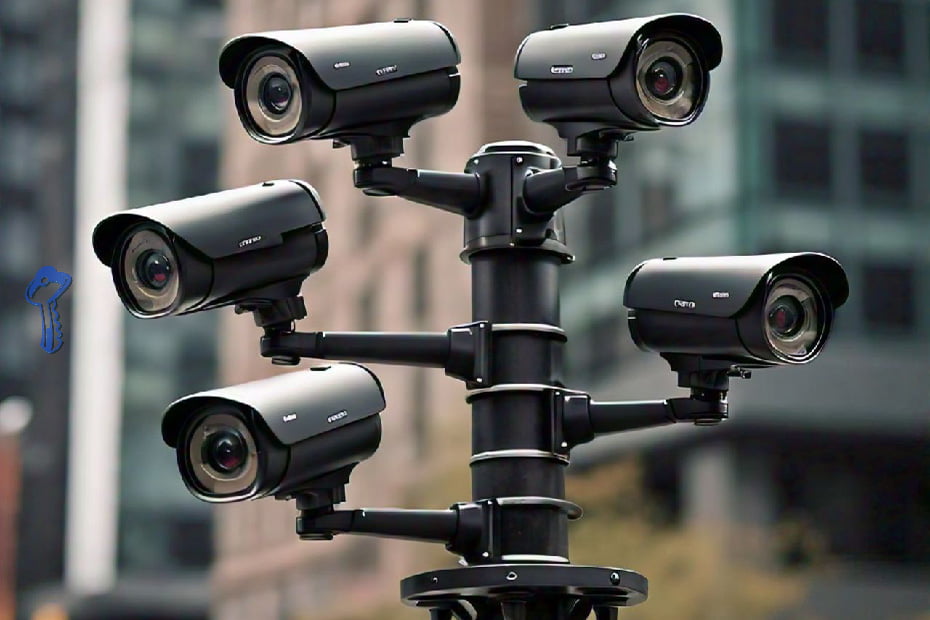 دوربینهای نظارتی مدرن در ساختمانهای تجاری با کیفیت تصویری بالا