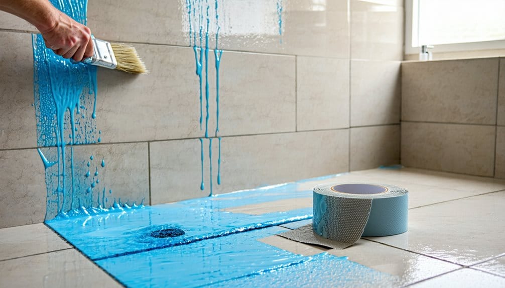 نقشه گام به گام فرآیند آببندی سرویس بهداشتی با نمایش لایههای مختلف